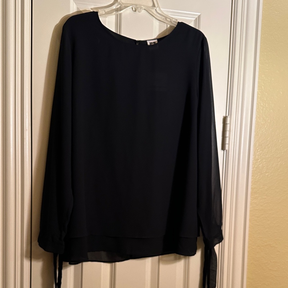 Anne Klein Black Sheer Blouse